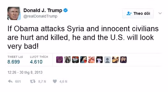 Tổng thống Mỹ Donald Trump từng ngăn ông Obama tấn công Syria ảnh 2