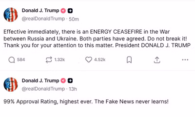 Ảnh chụp bài đăng của Tổng thống Trump.