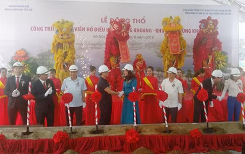 Động thổ công trình công viên hồ điều hòa Phùng Khoang ảnh 1