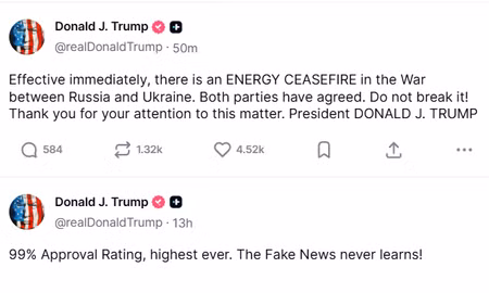 Ảnh chụp bài đăng của Tổng thống Trump.
