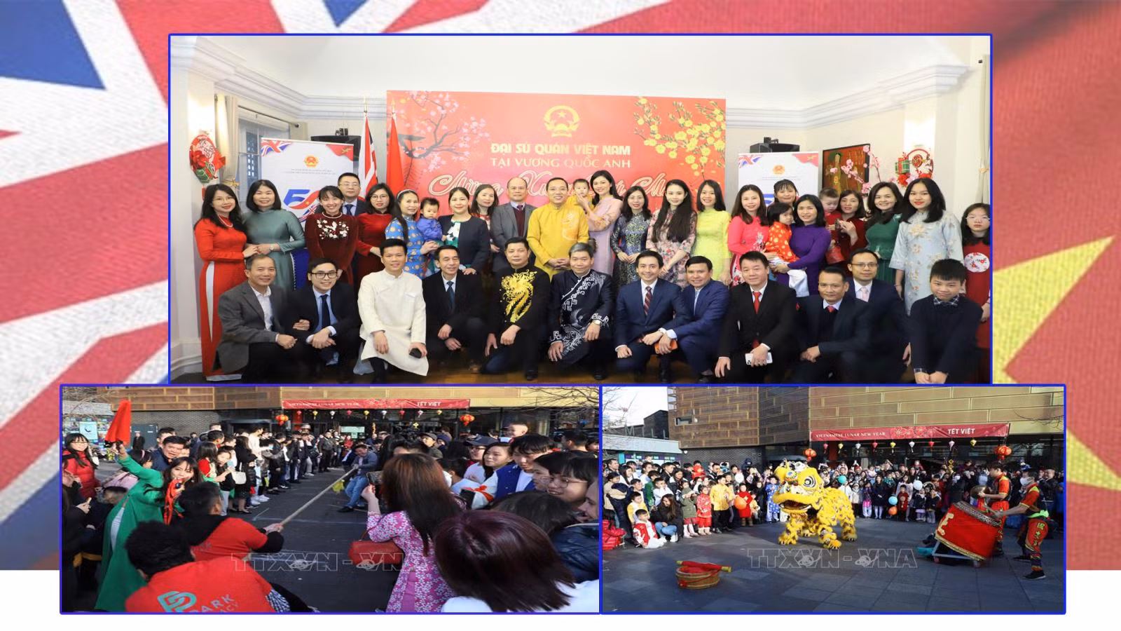 Người Việt tại Vương quốc Anh đón mừng xuân Quý Mão 2023. Ảnh: TTXVN phát
