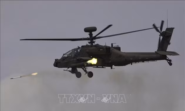Trực thăng AH-64E Apache của Mỹ. Ảnh tư liệu: AFP/TTXVN (Không được phép chia sẻ và sử dụng bởi bên thứ ba)