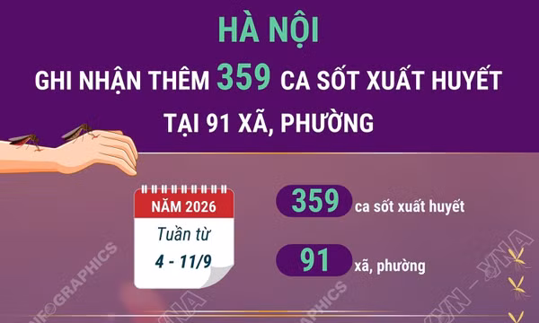 Hà Nội ghi nhận thêm 359 ca mắc sốt xuất huyết