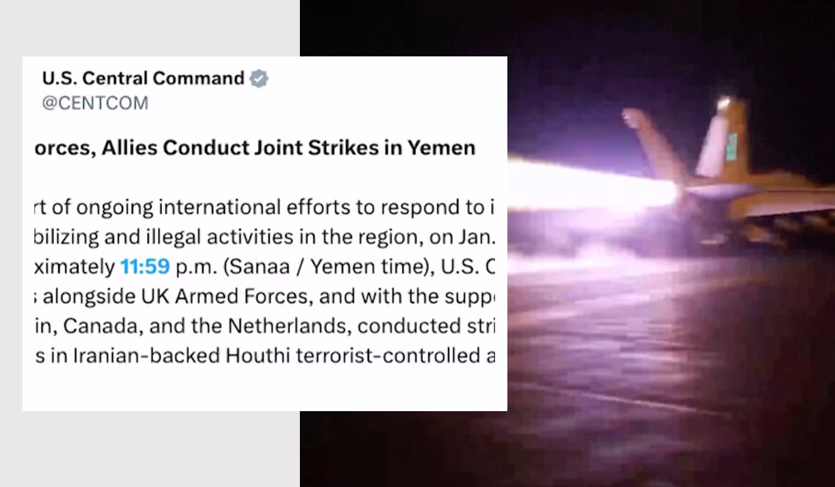 Mỹ, Anh tấn công dồn dập 8 mục tiêu của Houthi ở Yemen trong đêm