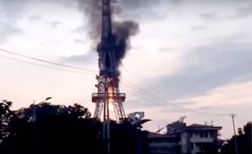 Cháy tháp truyền hình Tuyên Quang