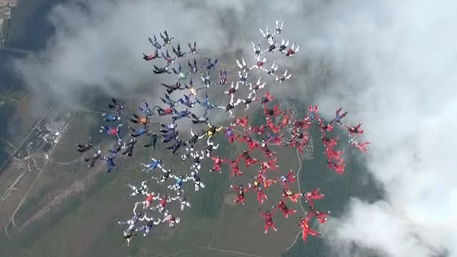 100 cô gái nhảy dù hình hoa