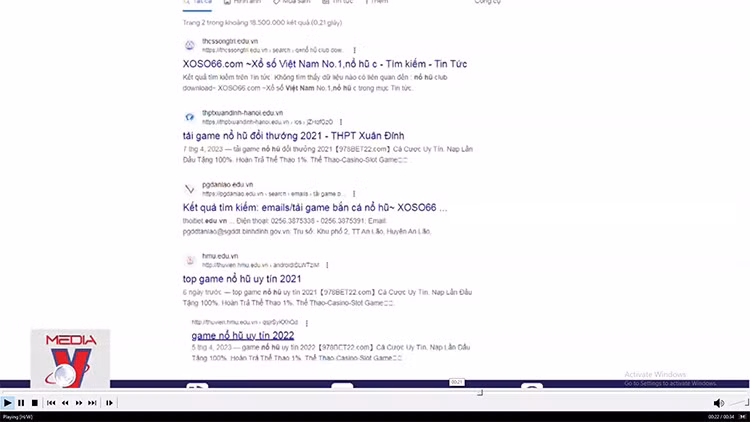 Nhiều website trường học bị chèn link cờ bạc