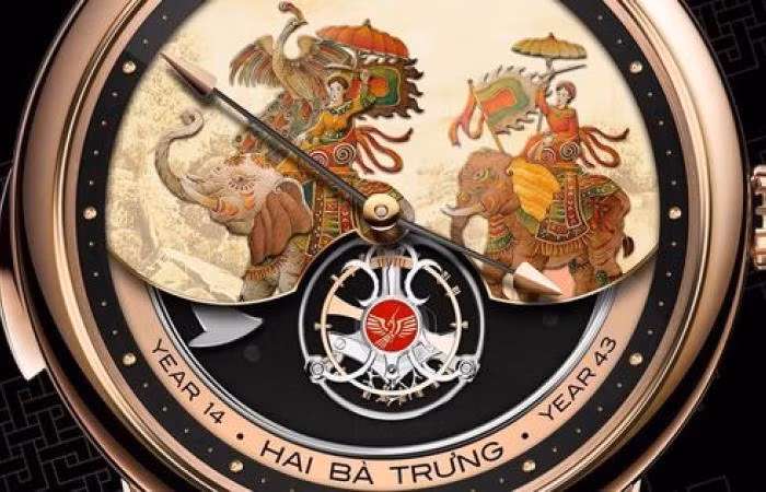Hình ảnh Hai Bà Trưng cưỡi voi trên đồng hồ Thụy Sĩ