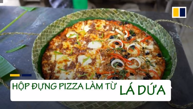 Độc đáo hộp đựng pizza làm từ lá dứa tại Philippines
