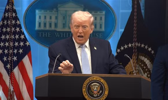 Tổng thống Mỹ Donald Trump phát biểu tại Nhà Trắng, Washington, D.C. Ảnh: THX/TTXVN