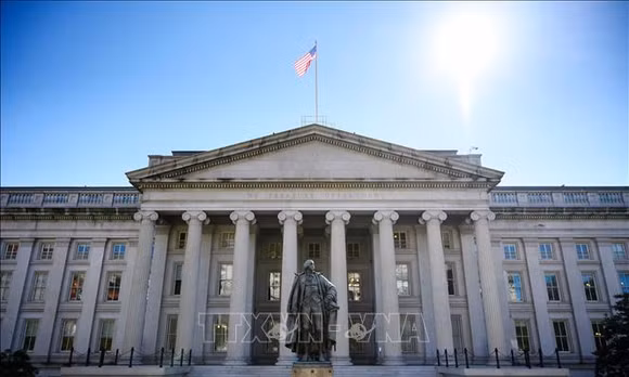 Trụ sở Bộ Tài chính Mỹ tại Washington, DC. Ảnh minh họa: AFP/TTXVN (Không được phép chia sẻ và sử dụng bới bên thứ ba)