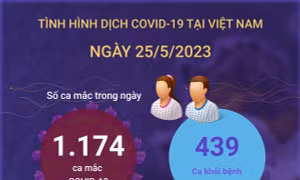 Ngày 25/5/2023: Có 1.174 ca mắc mới COVID-19, 439 F0 khỏi bệnh