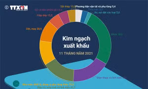 11 tháng năm 2021: 10 mặt hàng xuất khẩu từ 5 tỷ đô