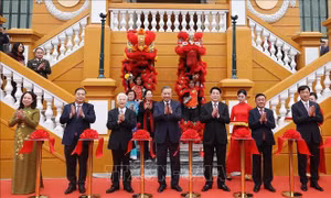 Tổng Bí thư Tô Lâm, Chủ tịch nước Lương Cường dự khánh thành công trình Trụ sở làm việc Cơ quan Chủ tịch nước