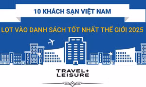 10 khách sạn Việt Nam lọt vào danh sách tốt nhất thế giới