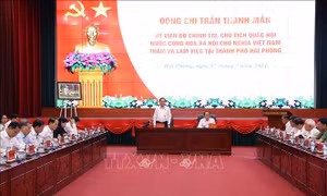 Chủ tịch Quốc hội Trần Thanh Mẫn làm việc với Ban Chấp hành Đảng bộ TP Hải Phòng