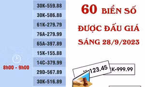 60 biển số ô tô đẹp được đấu giá sáng 28/9/2023