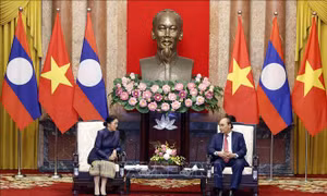 Chủ tịch nước Nguyễn Xuân Phúc tiếp Phó Chủ tịch nước Lào Pany Yathotou