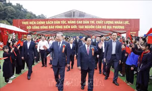 Tổng Bí thư và Thủ tướng dự Lễ khởi công, động thổ đồng loạt các trường nội trú liên cấp biên giới