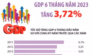 GDP 6 tháng năm 2023 tăng 3,72%