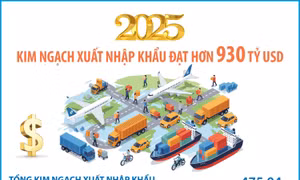 Năm 2025: Kim ngạch xuất nhập khẩu đạt hơn 930 tỷ USD
