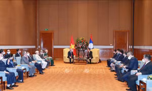 Tổng Bí thư, Chủ tịch nước Lào tiếp Chủ tịch Mặt trận Tổ quốc Việt Nam và đại diện các tổ chức, đoàn thể