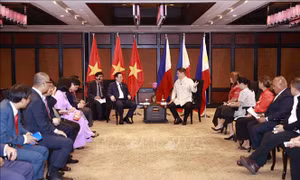 Chủ tịch Quốc hội Vương Đình Huệ hội đàm với Chủ tịch Thượng viện Philippines 