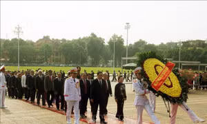 Đoàn đại biểu dự Đại hội Mặt trận Tổ quốc Việt Nam lần thứ IX vào Lăng viếng Bác