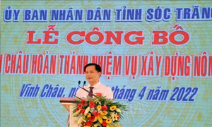 Đơn vị cấp huyện thứ 3 của Sóc Trăng hoàn thành xây dựng nông thôn mới