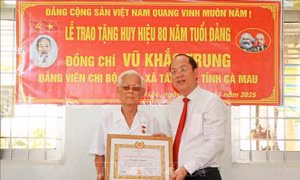 Trao Huy hiệu 80 năm tuổi Đảng cho đảng viên cao niên