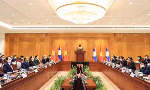 Chủ tịch nước Nguyễn Xuân Phúc hội kiến Chủ tịch Quốc hội Lào 