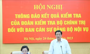 Thông báo kết quả kiểm tra công tác cán bộ đối với Ban cán sự đảng Bộ Nội vụ