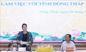 Chủ tịch Quốc hội Nguyễn Thị Kim Ngân làm việc với cán bộ chủ chốt tỉnh Đồng Tháp
