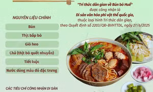 Bún bò Huế là Di sản văn hóa quốc gia