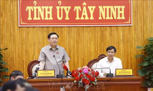 Chủ tịch Quốc hội Vương Đình Huệ làm việc với Ban Thường vụ Tỉnh ủy Tây Ninh