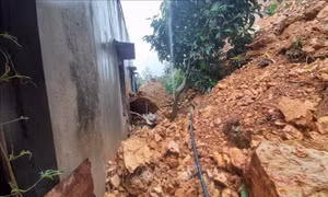 Một quả đồi bất ngờ sạt xuống làm sập nhà dân