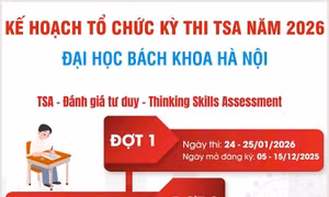Lịch thi đánh giá tư duy năm 2026 của Đại học Bách khoa Hà Nội