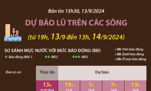 Dự báo lũ trên các sông đến 13h ngày 14/9/2024 (bản tin 15h30 ngày 13/9/2024)