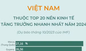 Việt Nam thuộc top 20 nền kinh tế tăng trưởng nhanh nhất năm 2024
