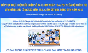 Tiếp tục thực hiện Kết luận số 34-KL/TW về Chiến lược công tác kiểm tra, giám sát của Đảng đến năm 2030