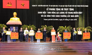 Trao tặng, truy tặng danh hiệu Anh hùng lực lượng vũ trang cho các tập thể, cá nhân tại TP Hồ Chí Minh