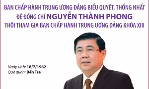 Thống nhất để đồng chí Nguyễn Thành Phong thôi tham gia Ban Chấp hành Trung ương Đảng khóa XIII