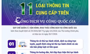 11 loại thông tin cung cấp trên Cổng Dịch vụ công quốc gia