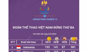 ASEAN Para Games 12 ngày 8/6: Đoàn thể thao Việt Nam giành được 66 HCV