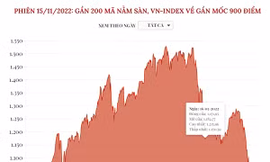 Chứng khoán ngày 15/11/2022: Gần 200 mã nằm sàn, VN-Index về gần mốc 900 điểm