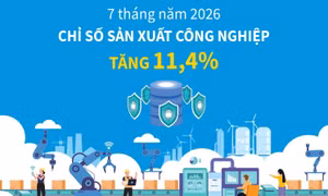 7 tháng năm 2026: Chỉ số sản xuất công nghiệp tăng 11,4%