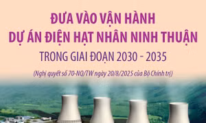 Đưa vào vận hành dự án điện hạt nhân Ninh Thuận trong giai đoạn 2030 - 2035