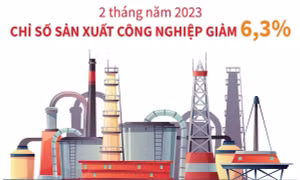 2 tháng năm 2023: Chỉ số sản xuất công nghiệp giảm 6,3%