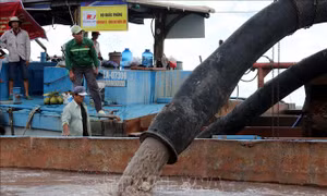Khởi công khai thác mỏ cát trên sông Hậu phục vụ dự án cao tốc