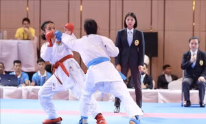 Hoàng Thị Mỹ Tâm giành HCV đầu tiên nội dung Kumite cho đội tuyển Karate